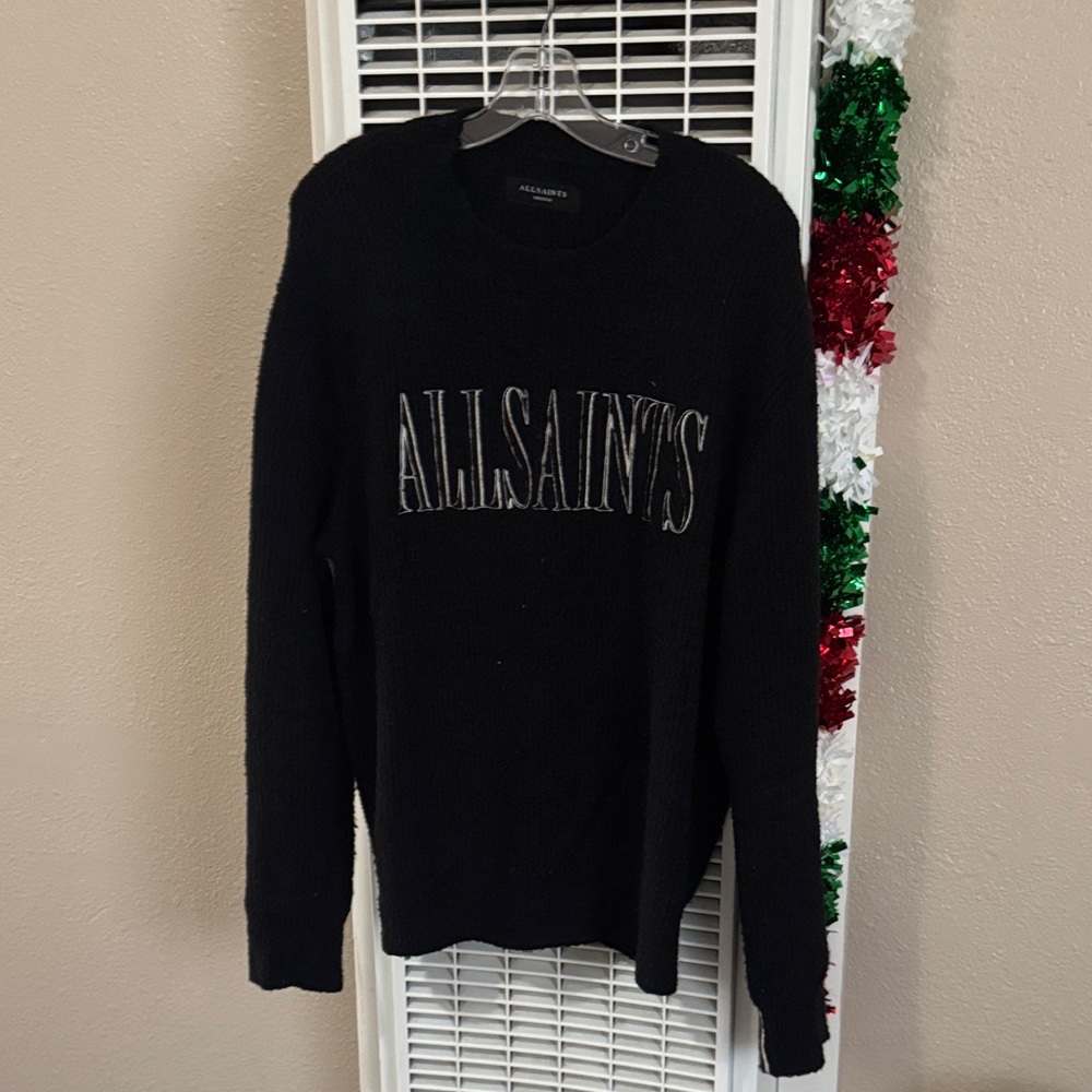 All Saints Black Crewneck Sweater